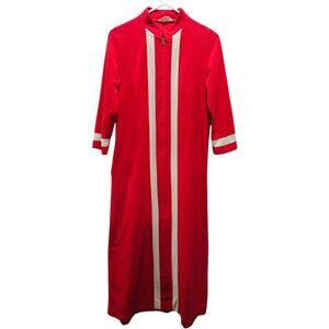 Vintage 70's Vanity Fair Velour Red White Ladies Robe Housecoat Size M